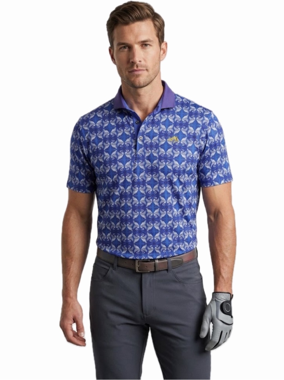 GREYSON MENS XL PELICAN GOLF COURSE COLLARED POLO SHORT SLEEVE BLUE MULTI